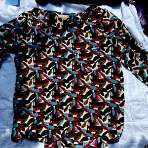 Abstract long sleeve blouse